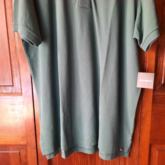 NWT Eddie Bauer 100% cotton sage green short sleeve polo shirt size XL Tall - Picture 3 of 13
